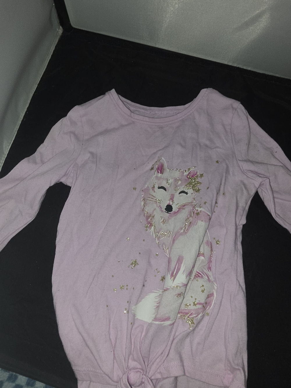 Girls' Pink Fox Graphic Long-Sleeve Top Size 5